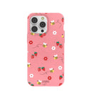 Bubblegum Pink Bees n Berries iPhone 14 Pro Max Case