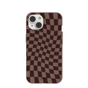 Chocolate Brown Cafe Check iPhone 14 Case