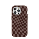 Chocolate Brown Cafe Check iPhone 15 Pro Case