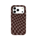 Chocolate Brown Cafe Check iPhone 17 Pro Case