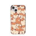 Chocolate Brown Happy Hamsters iPhone 14 Case