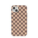 Chocolate Brown Latte Check iPhone 14 Plus Case