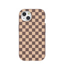 Chocolate Brown Latte Check iPhone 15 Case