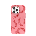 Bubblegum Pink Lucky Horseshoe iPhone 14 Pro Case