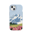 Powder Blue Mountains and Blooms iPhone 15 Case