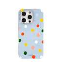 Powder Blue Rainbow Dots iPhone 16 Pro Case