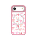 Clear Rosy Bows iPhone Air Case With Petal Pink Ridge (MagSafe included)