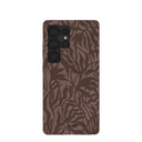 Chocolate Brown Rustic Leaves Samsung Galaxy S25 Ultra Case