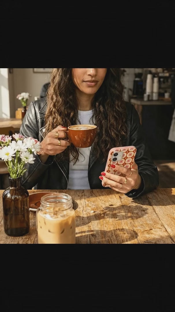 Bubblegum Pink Retro Tiles iPhone 16 Case - Product video demonstration