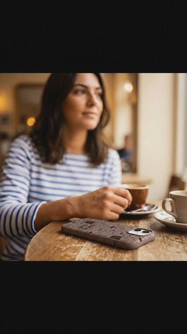 Chocolate Brown Coffee Club iPhone 17 Pro Case - Product video demonstration