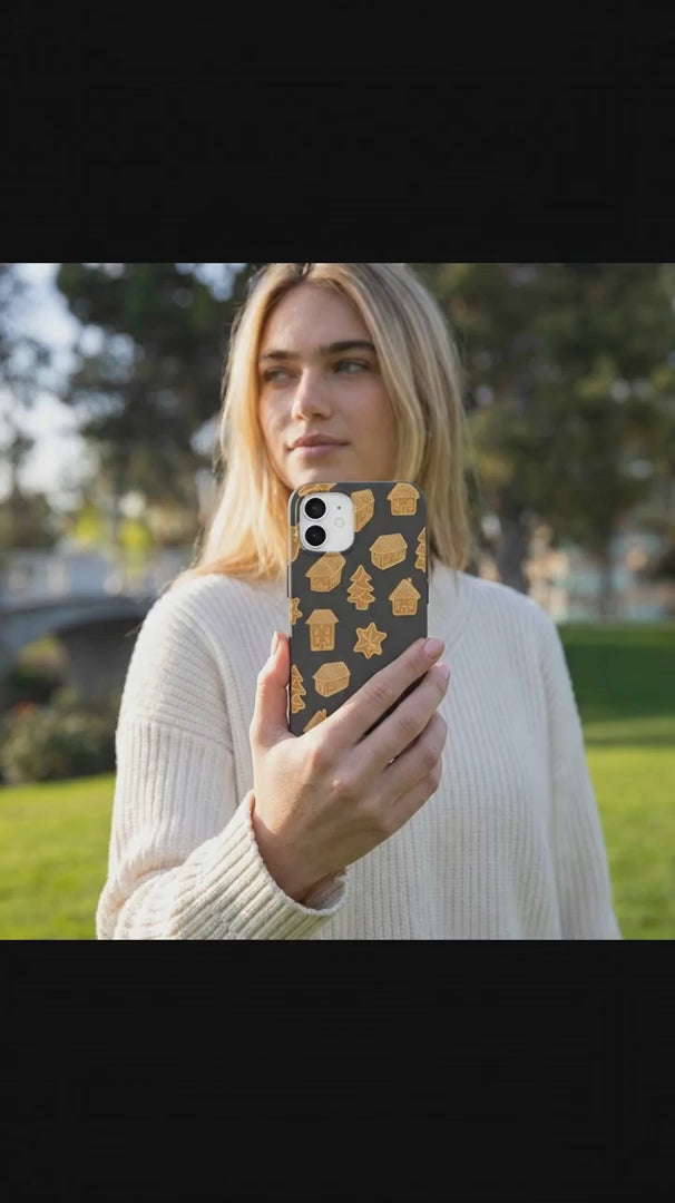 Black Gingerbread Dreams iPhone 17 Pro Case - Product video demonstration