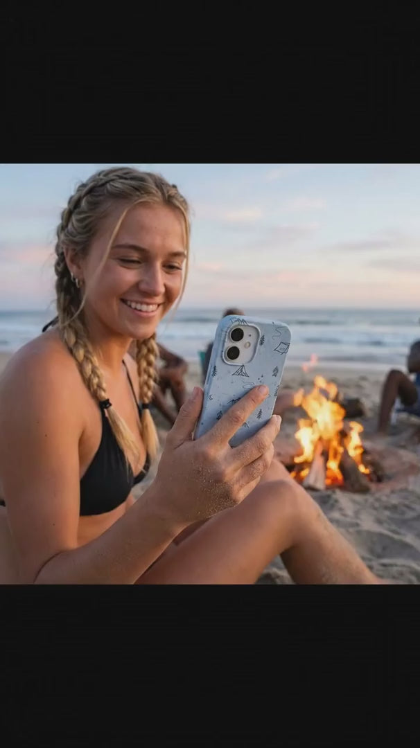 Powder Blue Camp Nights iPhone 15 Pro Case - Product video demonstration