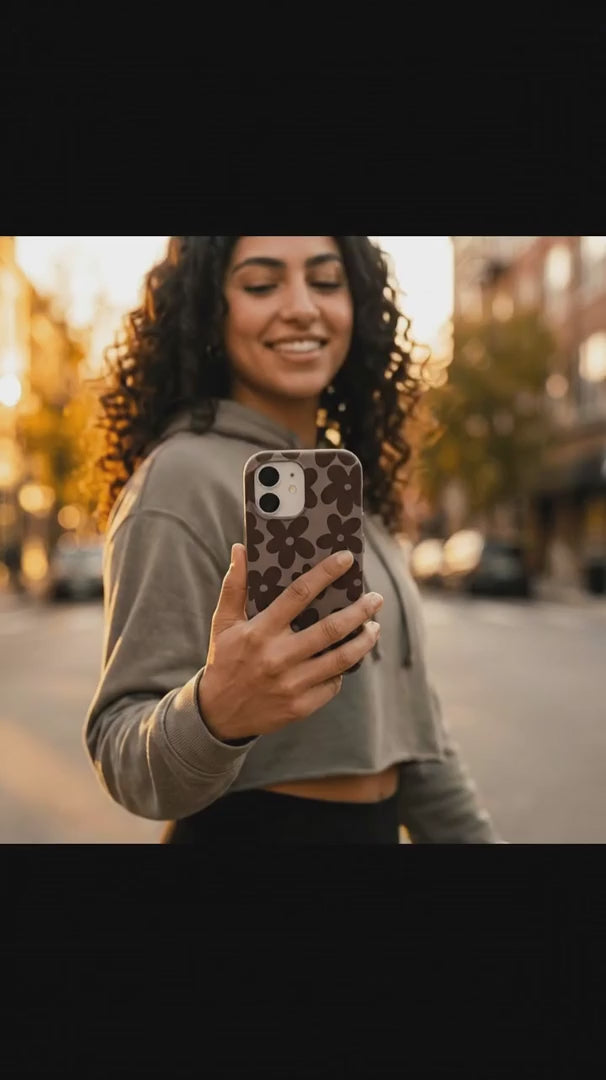 Chocolate Brown Earthy Blooms iPhone 15 Pro Case - Product video demonstration