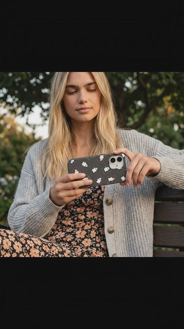 Black Ghost Stamps iPhone 16 Pro Case - Product video demonstration