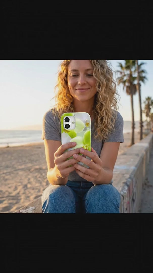 Sage Green Orchid Blooms iPhone 17 Pro Case - Product video demonstration