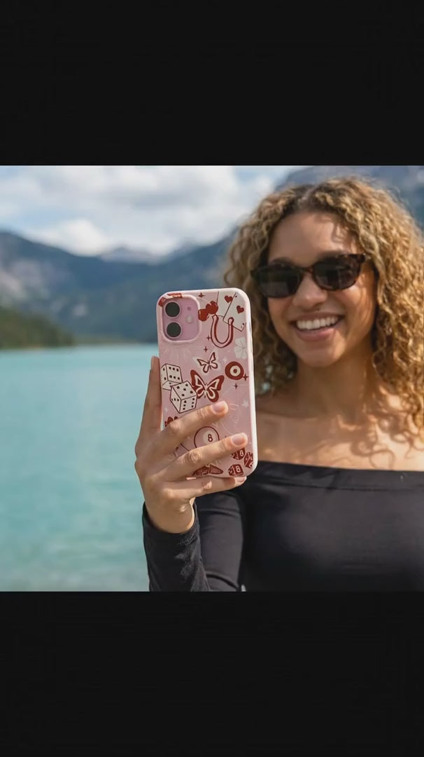 Bubblegum Pink Feeling Lucky iPhone 16 Case - Product video demonstration