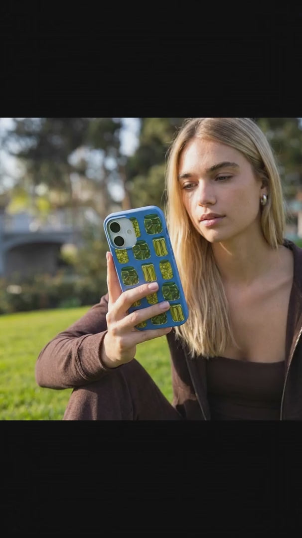 Electric Blue Pickling Pickles iPhone 16 Case - Product video demonstration