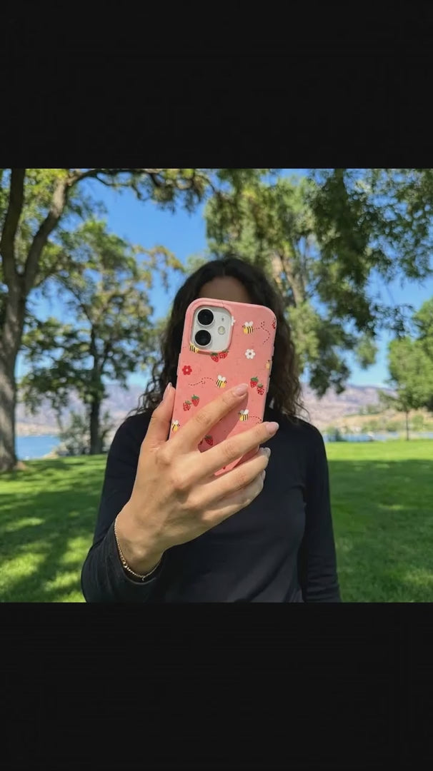 Bubblegum Pink Bees n Berries iPhone 16 Pro Case - Product video demonstration