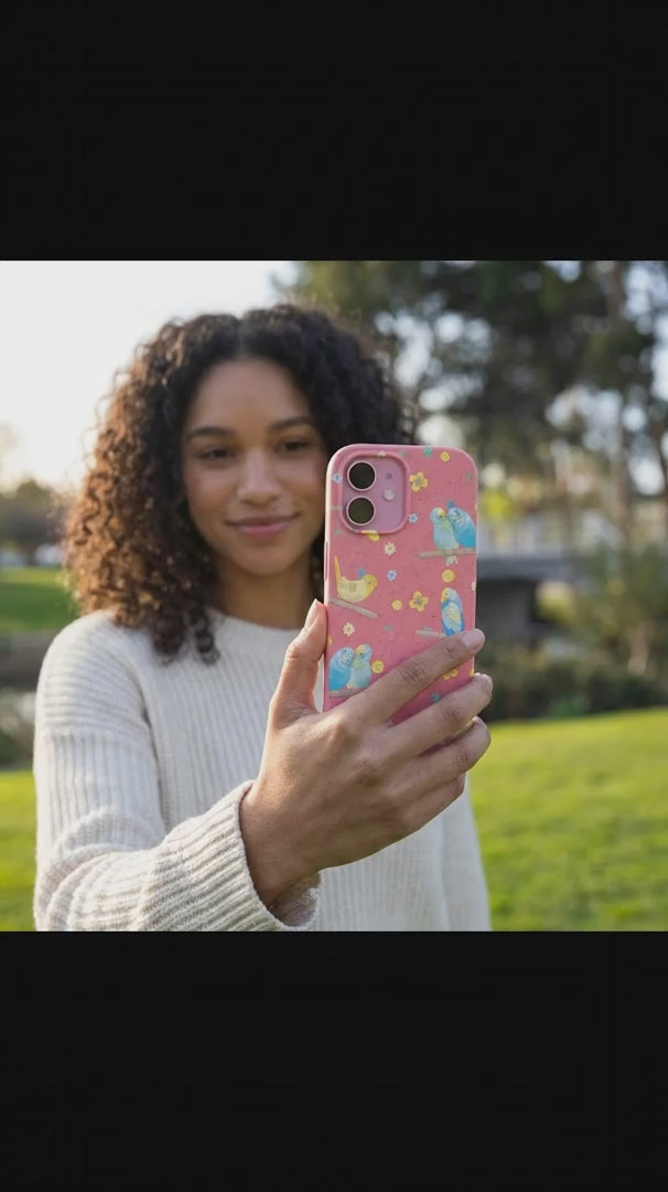 Bubblegum Pink Budgie Daydream iPhone 16 Pro Max Case - Product video demonstration
