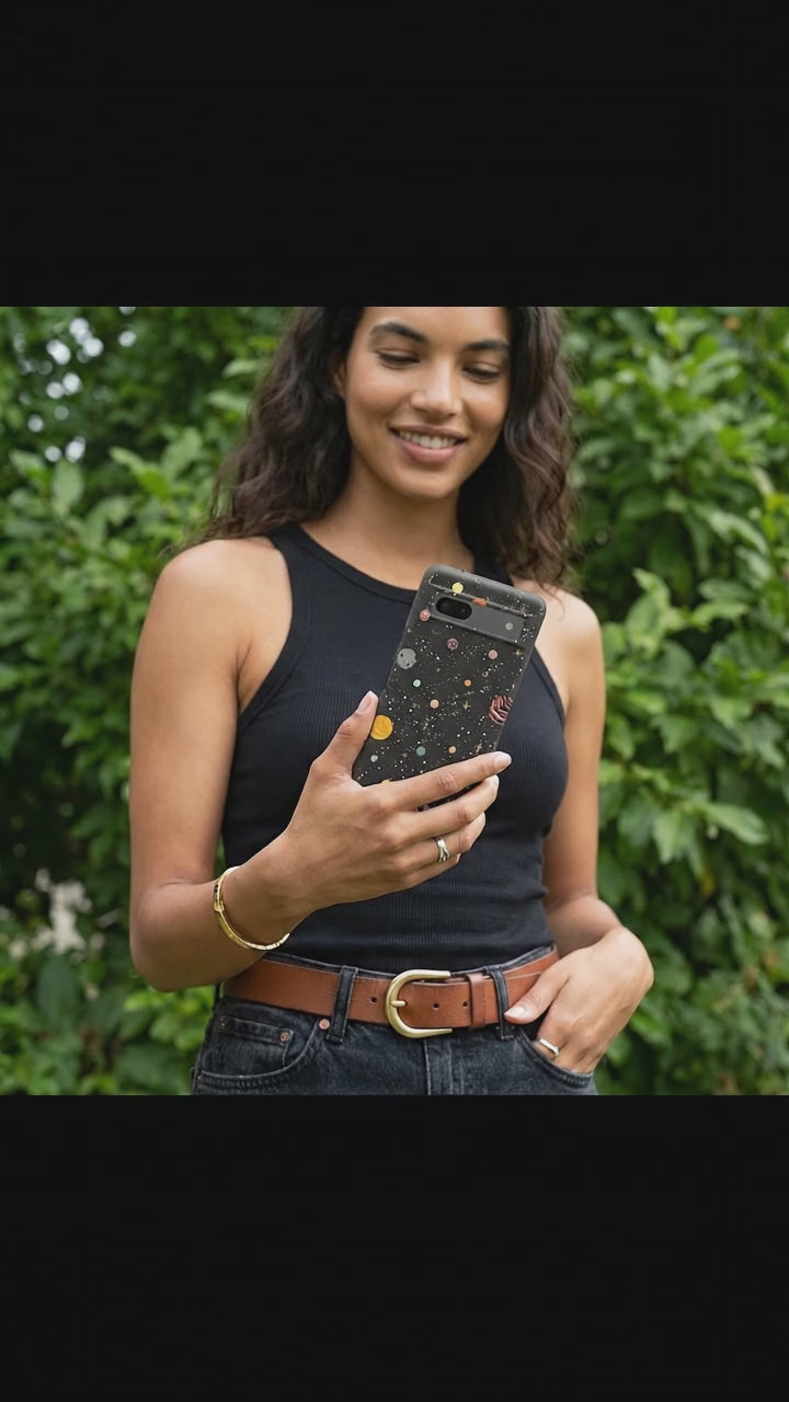 Black Galactic Glow Google Pixel 6a Case - Product video demonstration