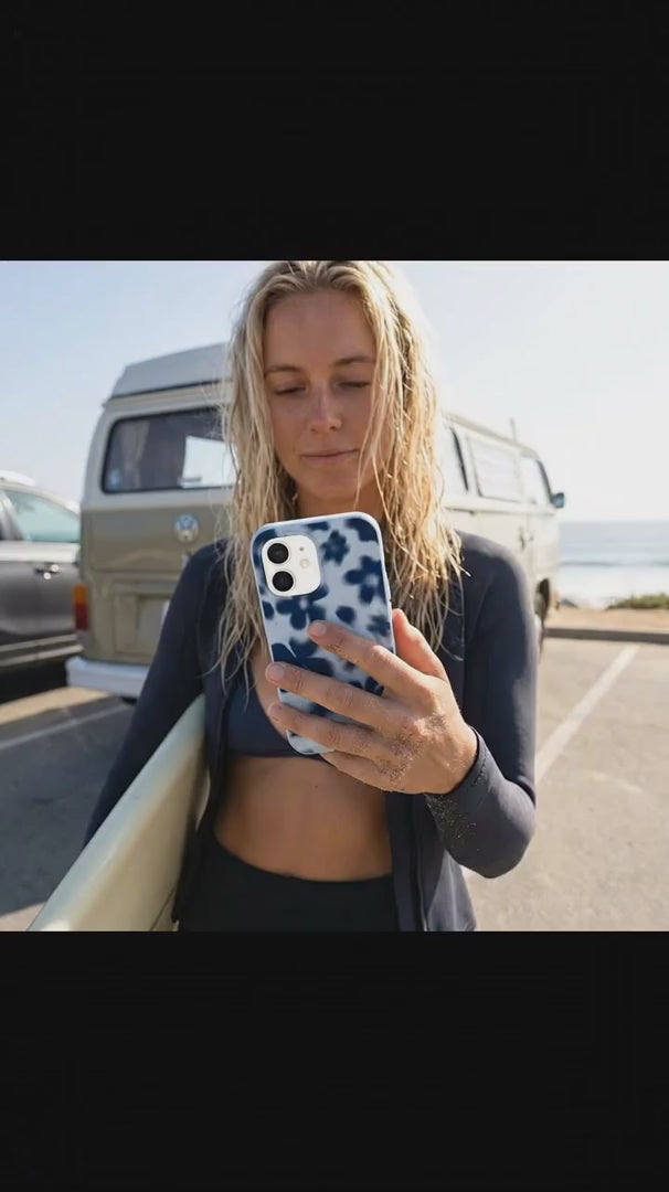 Powder Blue Hazy Daisies iPhone 16 Case - Product video demonstration