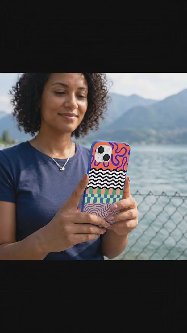 Electric Blue Tangerine Mix iPhone 15 Case - Product video demonstration