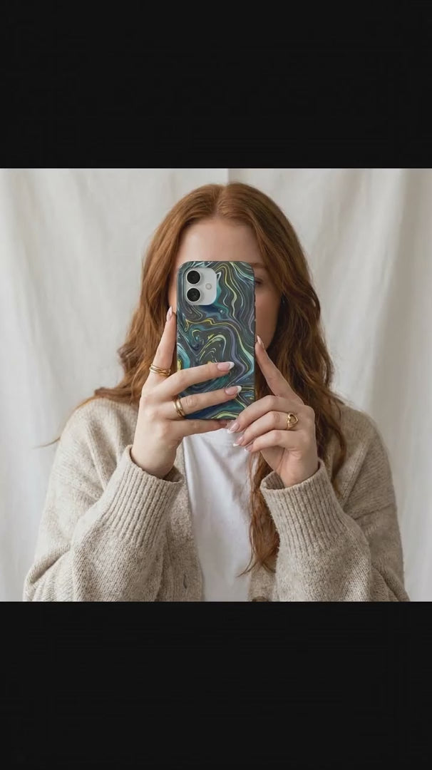 Black Space Waves iPhone 15 Case - Product video demonstration