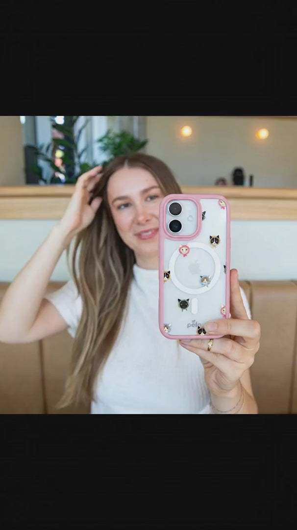 Clear Cat Couture iPhone 17 Pro Case With Petal Pink Ridge (MagSafe included) - Product video demonstration