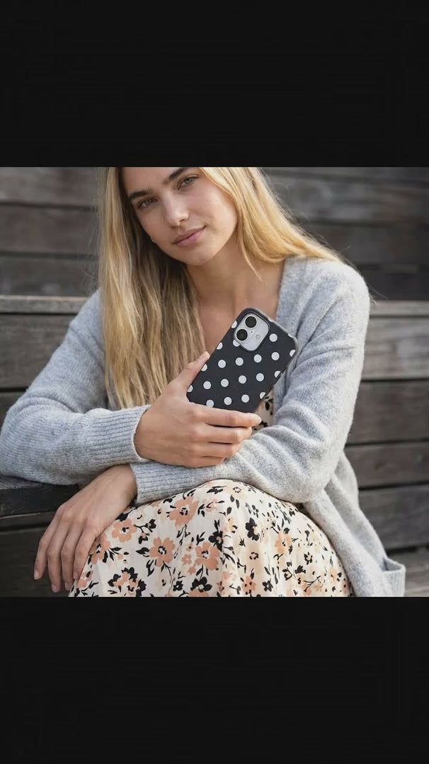 Black Polka Confetti iPhone 15 Pro Case - Product video demonstration