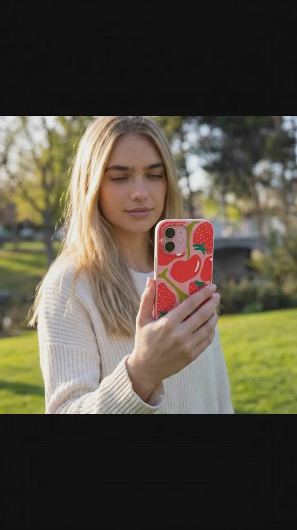 Bubblegum Pink Cherry Berry iPhone 15 Case - Product video demonstration