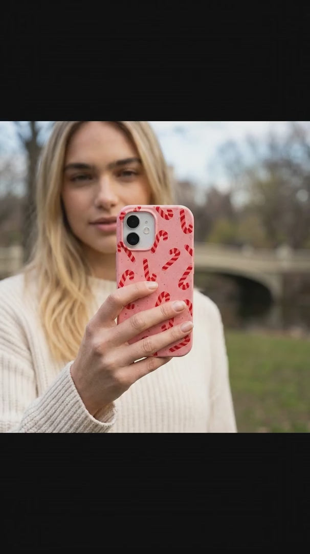 Bubblegum Pink Candy Cane Chaos iPhone 15 Pro Case - Product video demonstration