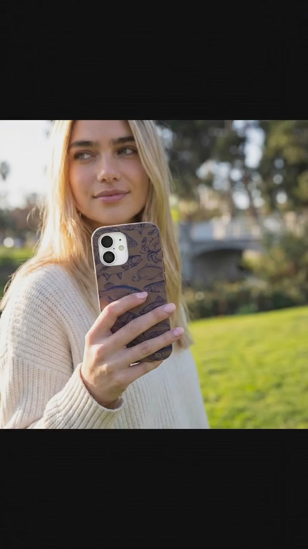 Chocolate Brown Vintage Catch iPhone 16 Pro Case - Product video demonstration