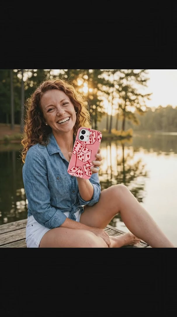 Bubblegum Pink Dicey Cherries iPhone 16 Pro Case - Product video demonstration